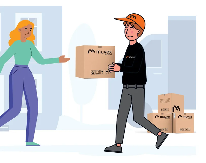 Colaborador de Muvex entregando cajas de embalaje