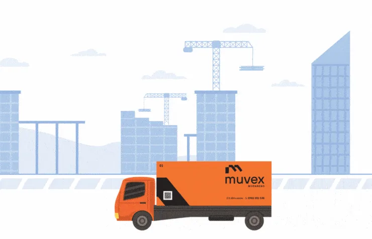 Camión de Muvex en camino a la mudanza